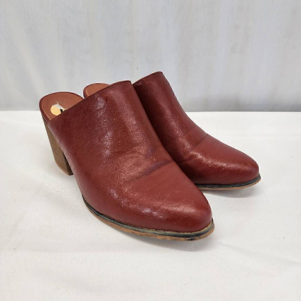 Seven7 Dandy Mules Block Heel Slip on Vegan Faux Leather size 7
